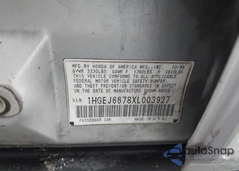 1999 Honda Civic Lx из США, поврежденный, VIN 1HGEJ6678XL003927